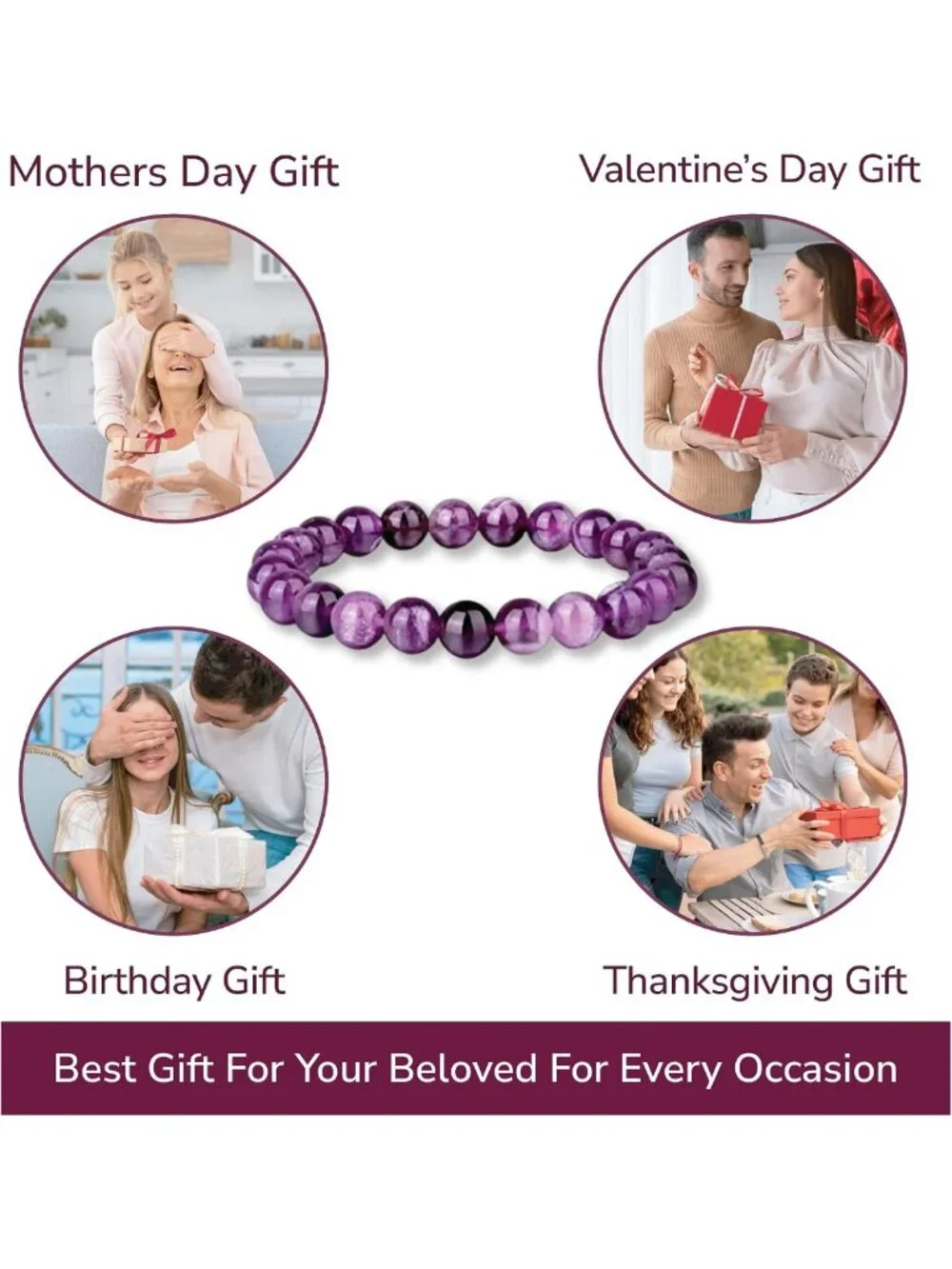 Healing Crystal Bracelet for Men & Women | Adjustable Natural Gemstone Beads